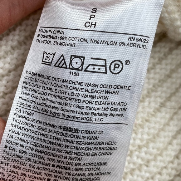 Banana Republic Mohair Wool Cream Cable Knit Pullover Crew Sweater Relaxed Fit S - Picture 9 of 10